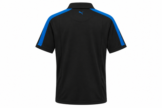 Camisa Polo BMW Blocked Masculina Preta e Azul Tamanho M