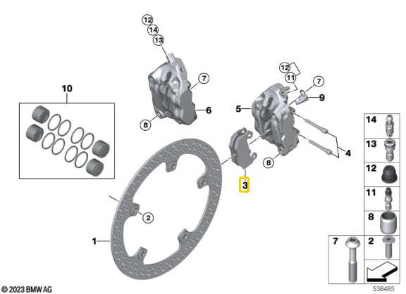 Conjunto Pastilhas De Travão Dianteiro R 1300 GS N3 34117108409 — BMW Motorrad