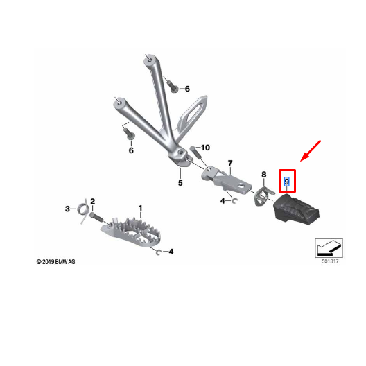 Apoio De Borracha Pedaleira Traseira BMW R 1200 GS / R 1250 GS / R 1250 GSA N9