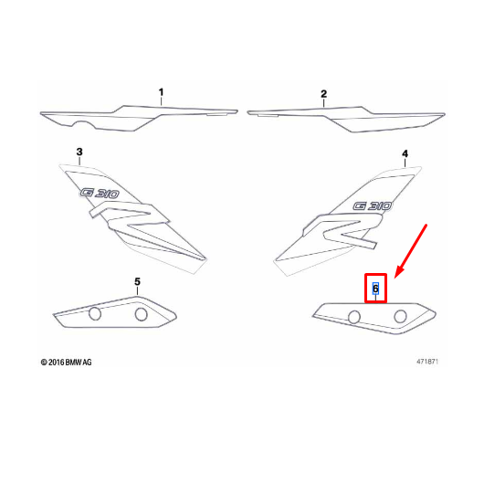 Adesivo Paralama Dianteiro Direito BMW Motorrad G 310 R N6