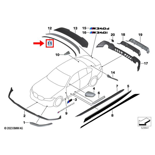 Spoiler Traseiro M Performance Série 3 - Matte Black (Preto Fosco)