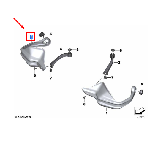 Protetor de Mão Direito BMW Motorrad R 1250 GSA / R 1250 / F 800 GSA N2