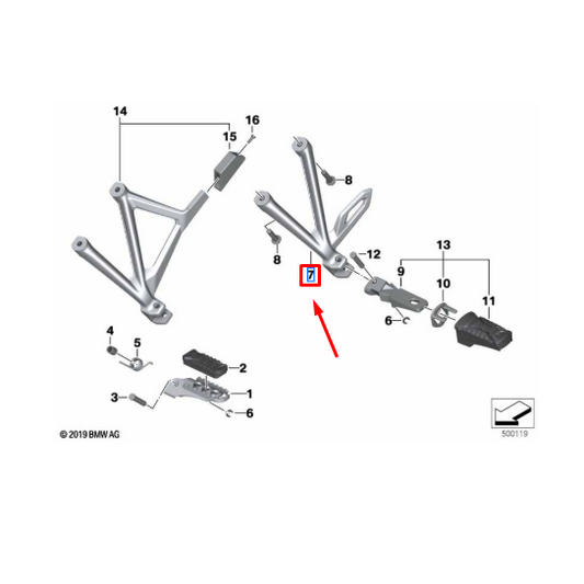 Suporte Do Poisa-Pés Traseiro Esquerdo BMW R 1200 GS/ R 1250 GS N7