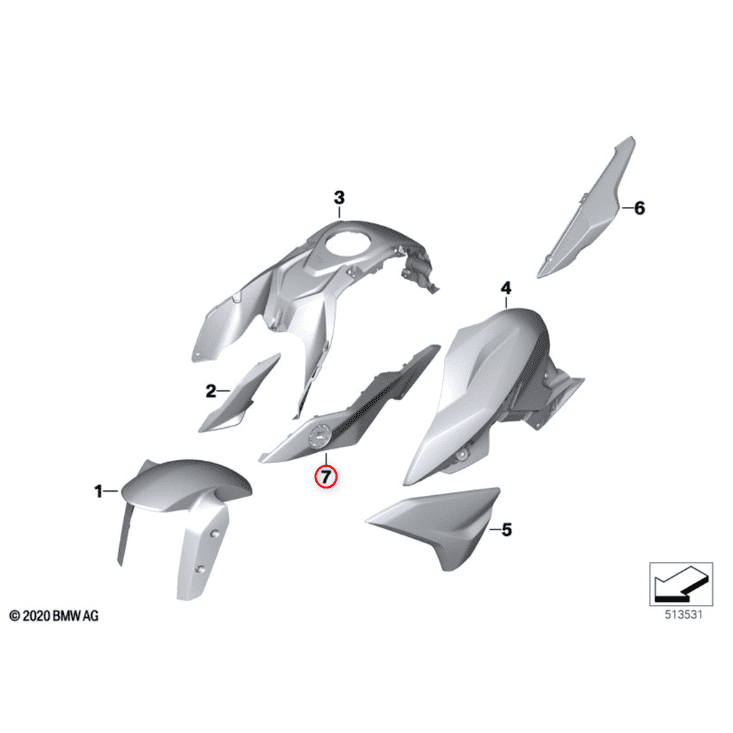 Revestimento Superior Lateral Esquerdo R 1200 GS/ R 1250 GS N7 46637922119 — BMW Motorrad