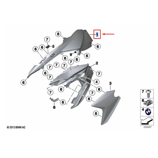 Painel Lateral da Carenagem Dianteiro Direito BMW F 650 GS, F 800 GS e F 800 GS Adventure N1