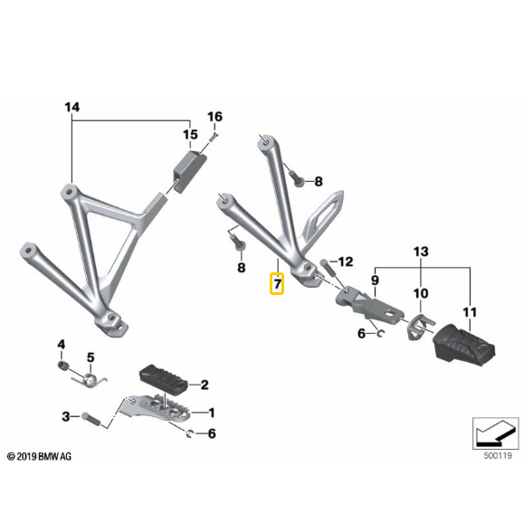 Suporte Pousa Pé Trás Direito R 1200 GS/ R 1250 GS N7 46718526742 — BMW Motorrad