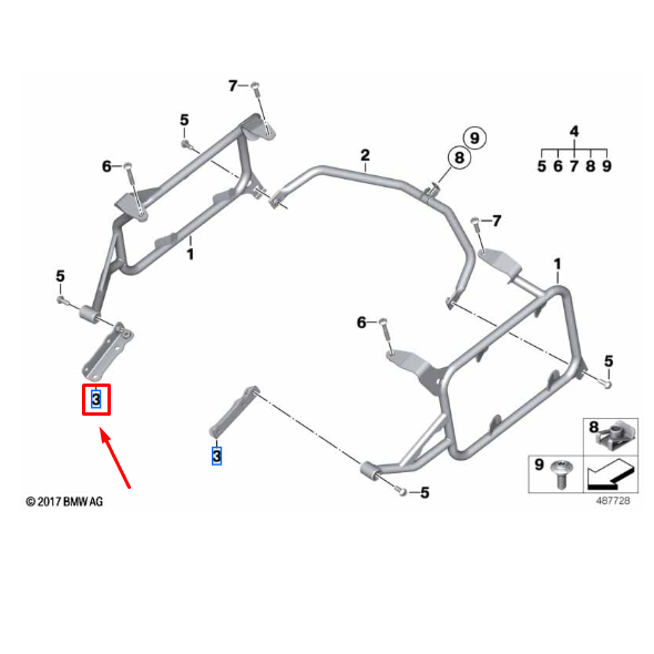 Chapa de Fixação BMW F 750 GS/ F 850 GS/ F 900 GS N3 46548382537 — BMW Motorrad - vista 5