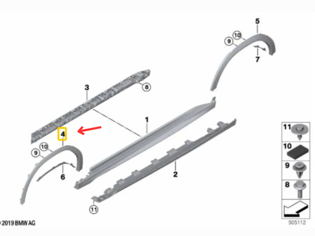 Guarnição Cava Roda Dianteiro Direita BMW X6 N4