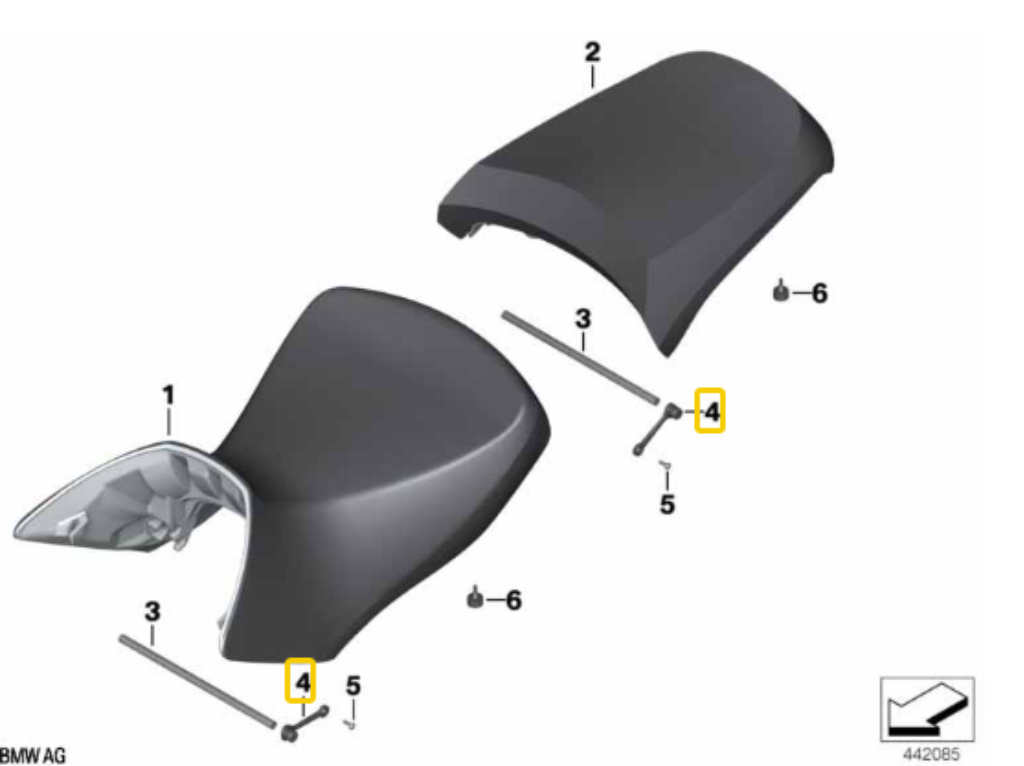 Retentor Do Assento Banco Da Moto R 1200 GS N4 52537653537 — BMW Motorrad