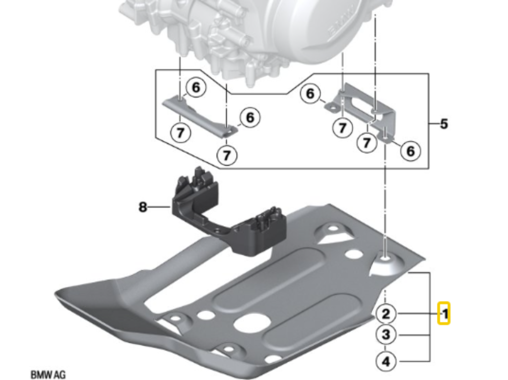 Conjunto Proteção Do Motor Alumínio F 750 GS/ F 850 GS/ F 850 GS N1 11845B4C017 — BMW Motorrad