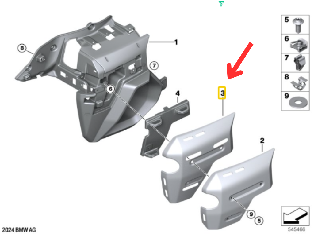 Guarnição Do Radiador Direita R 1300 GS N3 46637105772 — BMW Motorrad
