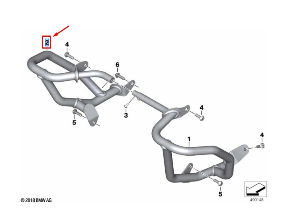 Aro de Proteção do Motor Direito BMW F 750 GS / F 800 GS / F 850 GS / F 900 GS N2 77145A5A556 — BMW Motorrad - vista 2