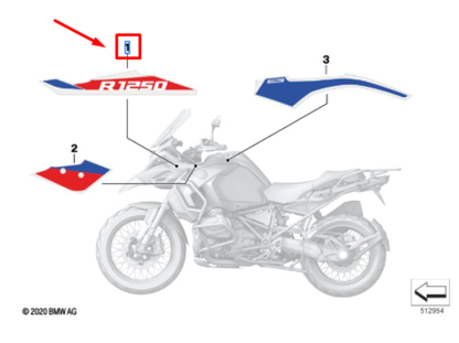Adesivo Paralama Roda Dianteiro Lado Direito BMW Motorrad  R 1250 GSA N1 51141542014 — BMW Motorrad