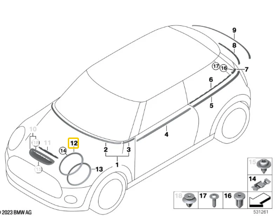 Acabamento Moldado MINI F56/ MINI CABRIO/ MINI F55 N12