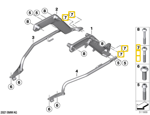 Parafuso Cabeça Cilíndrica M8X45 BMW Motorrad R1300 GS/ R18 R/ K1600 GT N7