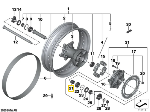 Casquilho Distanciador BMW Motorrad F700 GS/ F650 GS/ F800 GS N21