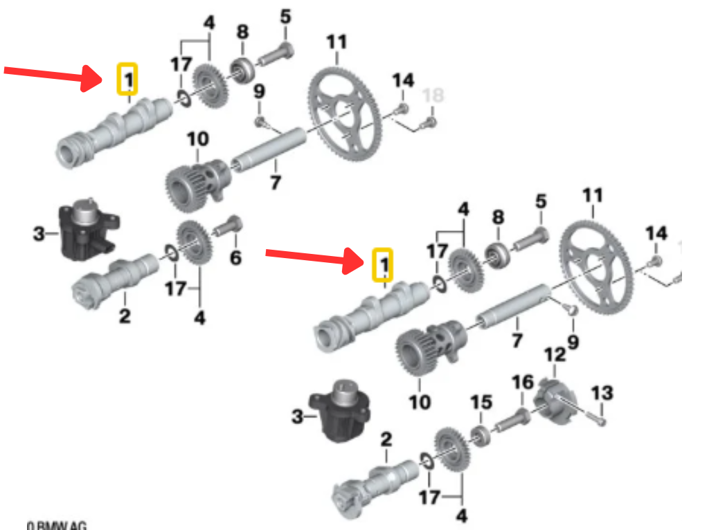 Árvore De Cames De Admissão Esquerdo MOTORRAD R 1200 GS N1 11318394093 — BMW Motorrad