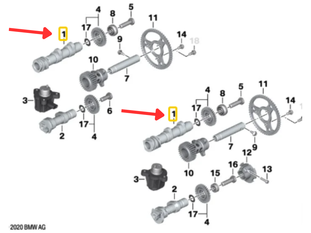 Árvore De Cames De Admissão Direito MOTORRAD R 1200 GS N1 11318394094 — BMW Motorrad