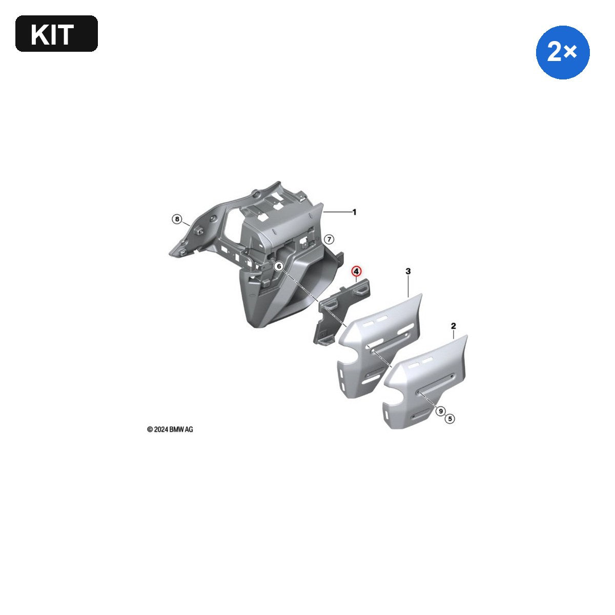 Kit Suporte Guarnição do Radiador Esquerdo e Direito BMW Motorrad R 1300 GS