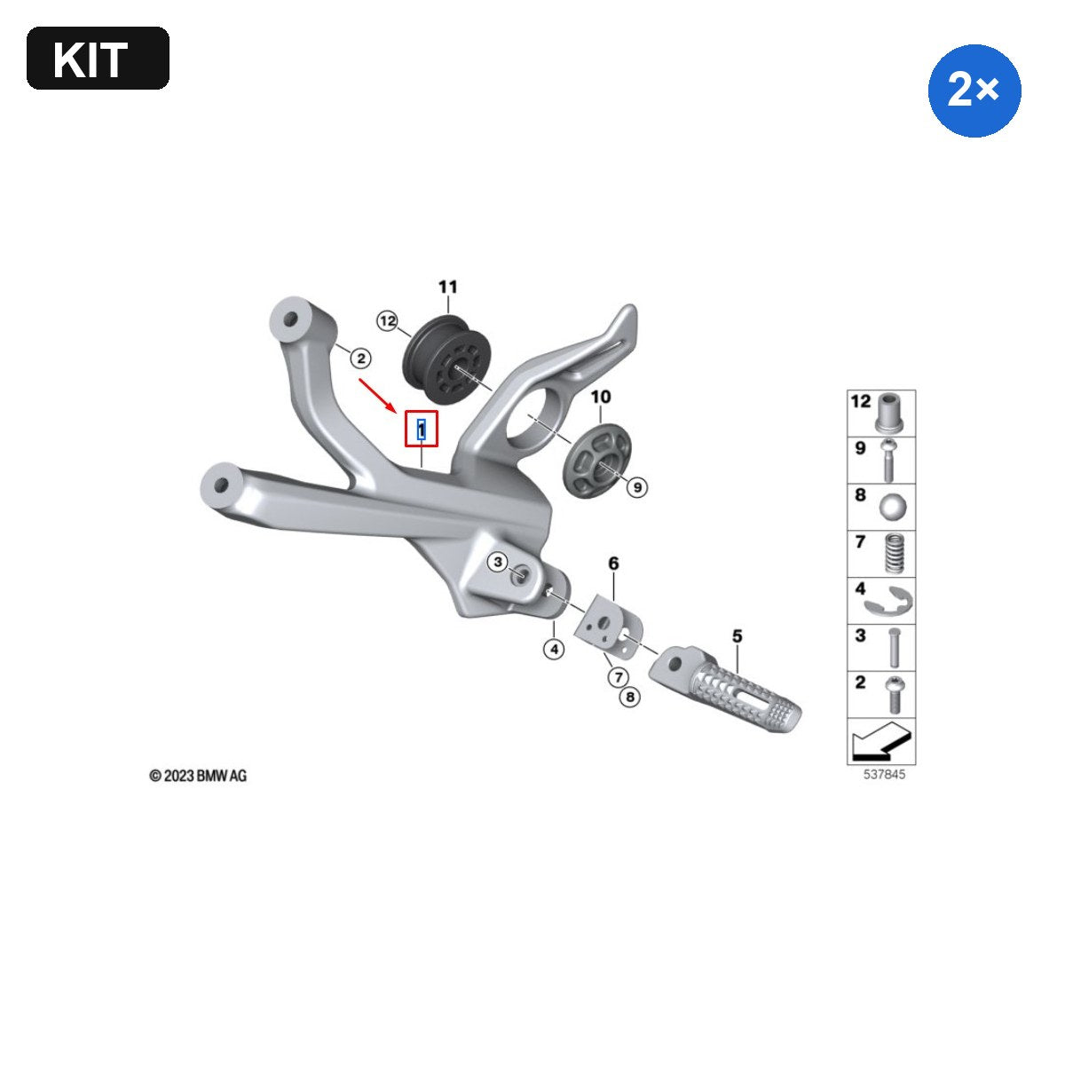 Kit Apoio do Pedal Traseiro Esquerdo e Direito BMW Motorrad R12