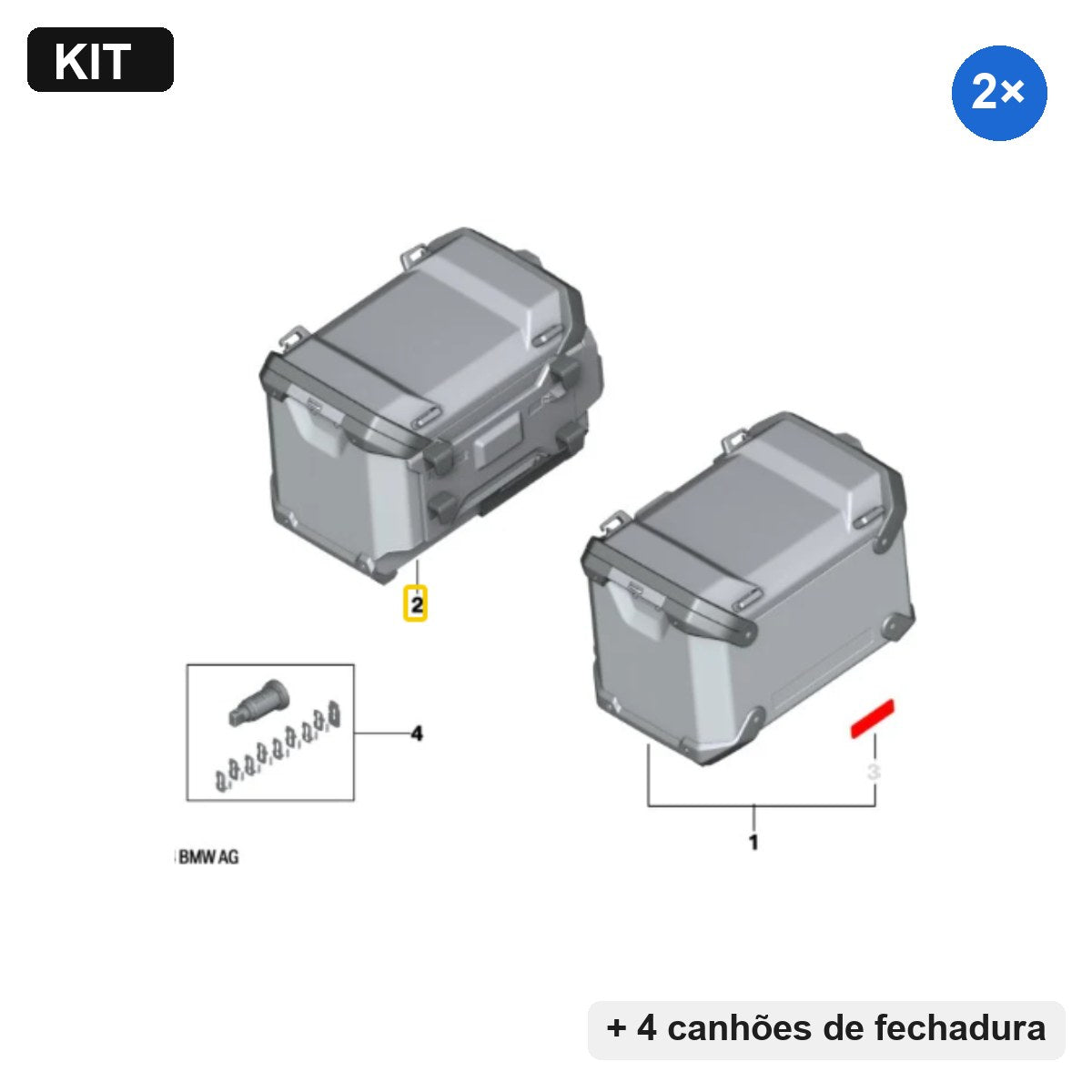Kit Malas Laterais Alumínio Preto + 4 Canhões BMW Motorrad R 1300 GS Adventure