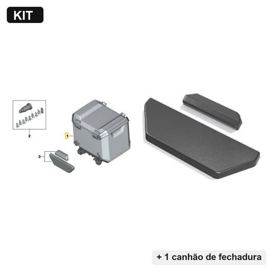 Kit Top Case Alumínio Preto + Encosto + Canhão BMW Motorrad R 1300 GS Adventure