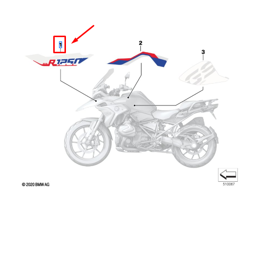 Adesivo Paralama Roda Dianteira Lado Direito R 1250 GS