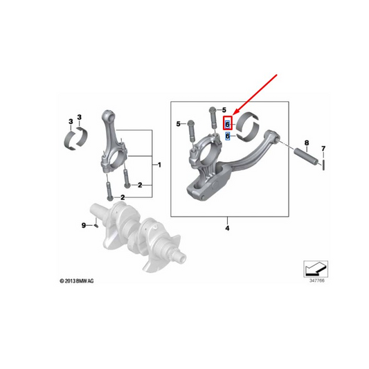 Bronzina Biela do Balanceiro do Virabrequim BMW F 650 GS, F 700 GS, F 800 GS / ADV N6