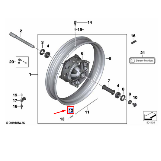 Niple Fixação Raio Da Roda BMW Motorrad  R 1200 GS / R 1200 GSA / R 1250 GS / R 1250 GSA N12