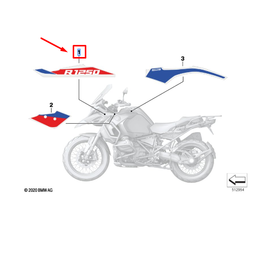 Adesivo Paralama Roda Dianteiro Lado Direito BMW Motorrad  R 1250 GSA