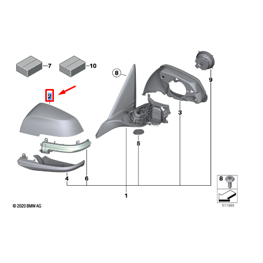 Capa Do Retrovisor Exterior Esquerdo Série 1 / Série 2 / Série 3 / Série 4