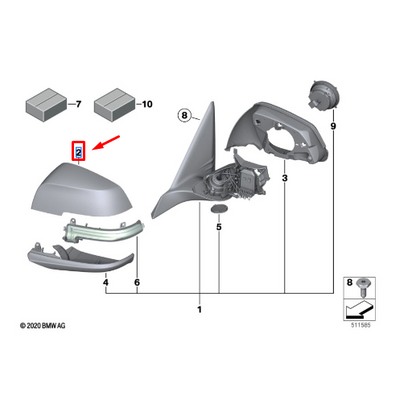 Capa Do Retrovisor Exterior Esquerdo Série 1 / Série 2 / Série 3 / Série 4