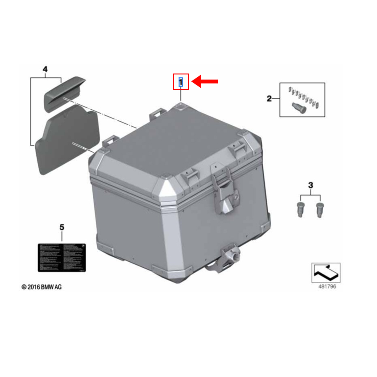 Top Case Alumínio Preto BMW R 1250 GS ADV / F 850 GS