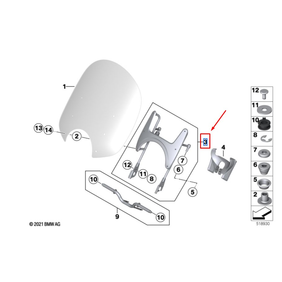 Suporte Cromado Para-Brisa Bolha BMW R18