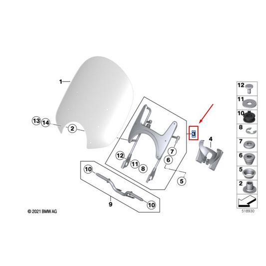 Suporte Cromado Para-Brisa Bolha BMW R18 N3