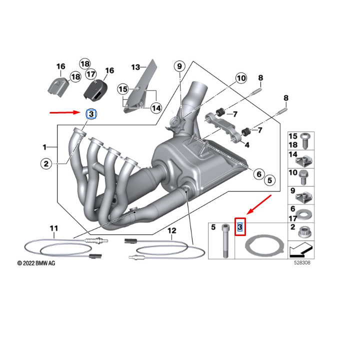 Anel Vedante Do Coletor Escape BMW Motorrad  S 1000 RR / F 750 GS / F 850 GS / F 900 R