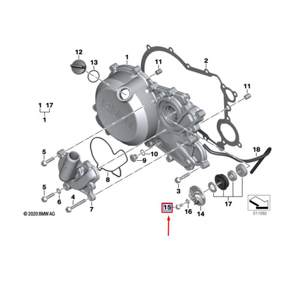 Roda de Bomba Refrigeração / Anilha Vedação / Parafuso Sextav. Interior M5x12