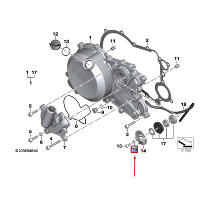 Roda de Bomba Refrigeração / Anilha Vedação / Parafuso Sextav. Interior M5x12