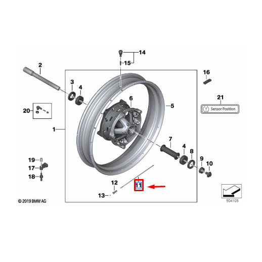 Raio Roda Dianteira L=196MM BMW R 1200 GS / R 1200 GSA / R 1250 GSA N11
