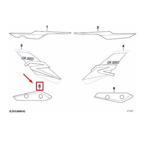 Adesivo Paralama Dianteiro Esquerdo BMW Motorrad  G 310 R N5
