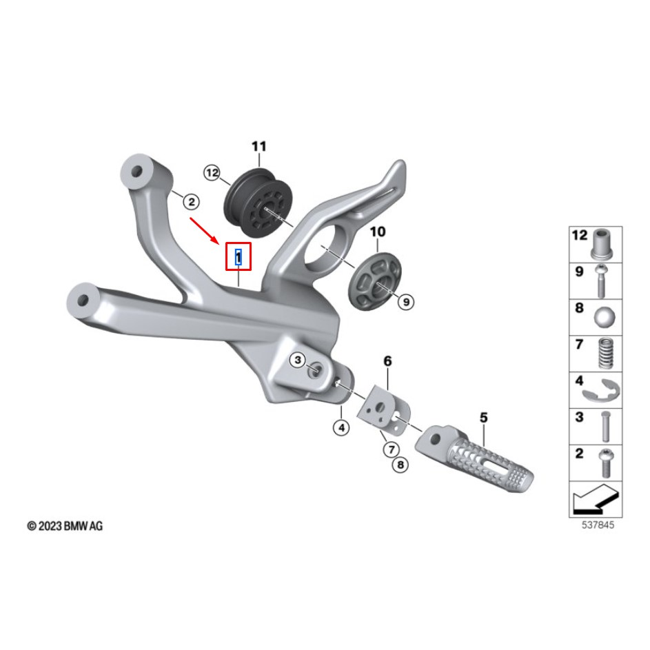 Apoio Do Pedal Traseiro Direito BMW R12