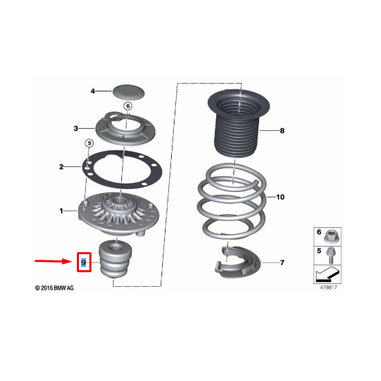 Batente Da Haste Do Amortecedor Dianteiro Série 2 / Série 3 / X1 / X2