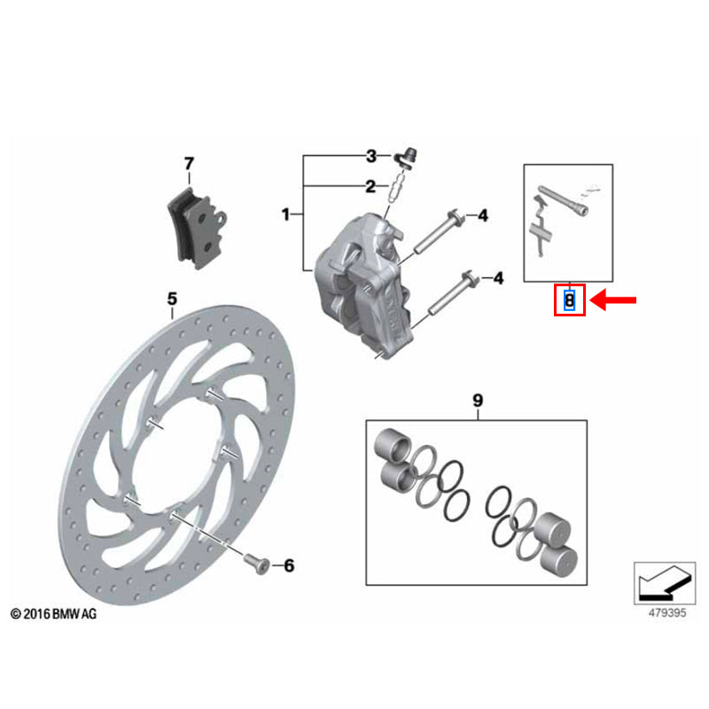 Kit de fixação da pastilha de freio BMW Motorrad C 400 X e G 310 - vista 2 - peça 34118569407