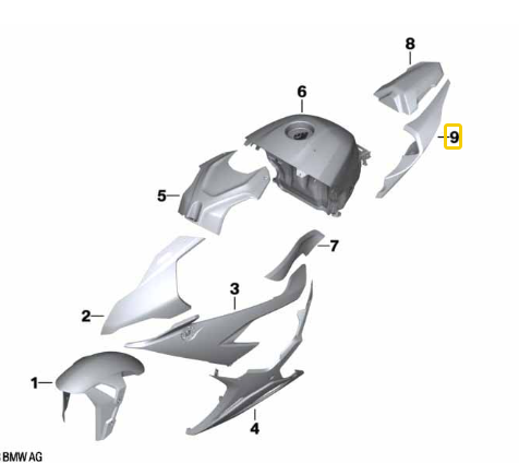 Peça Lateral Traseira Esquerda S 1000 RR BMW Motorrad